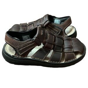 Sketchers Men’s Brown Leather Caged Fisherman Sandals. Sling Back. Sz11